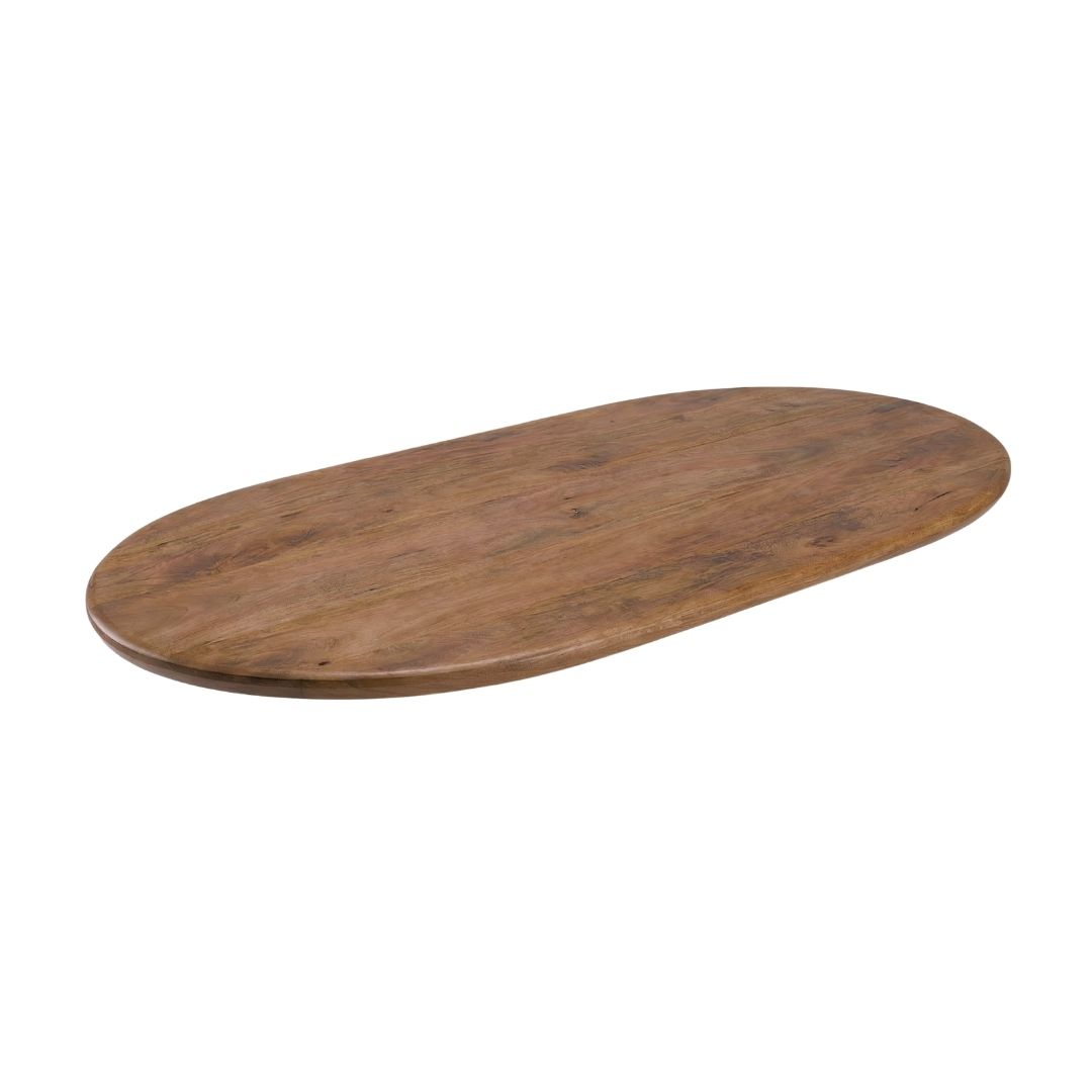Eetkamertafel I_Tafelblad Halve Cirkel - Nature Smooth - Bruin - Mangohout - Industrieel - LABEL51