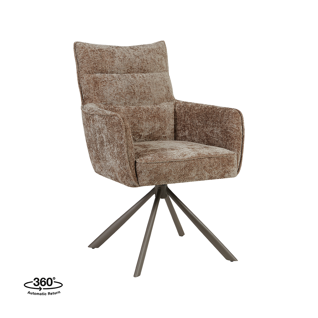 Eetkamerstoel I_Dubai - Zonder armleuning - Taupe - Bruin - Chenille - LABEL51