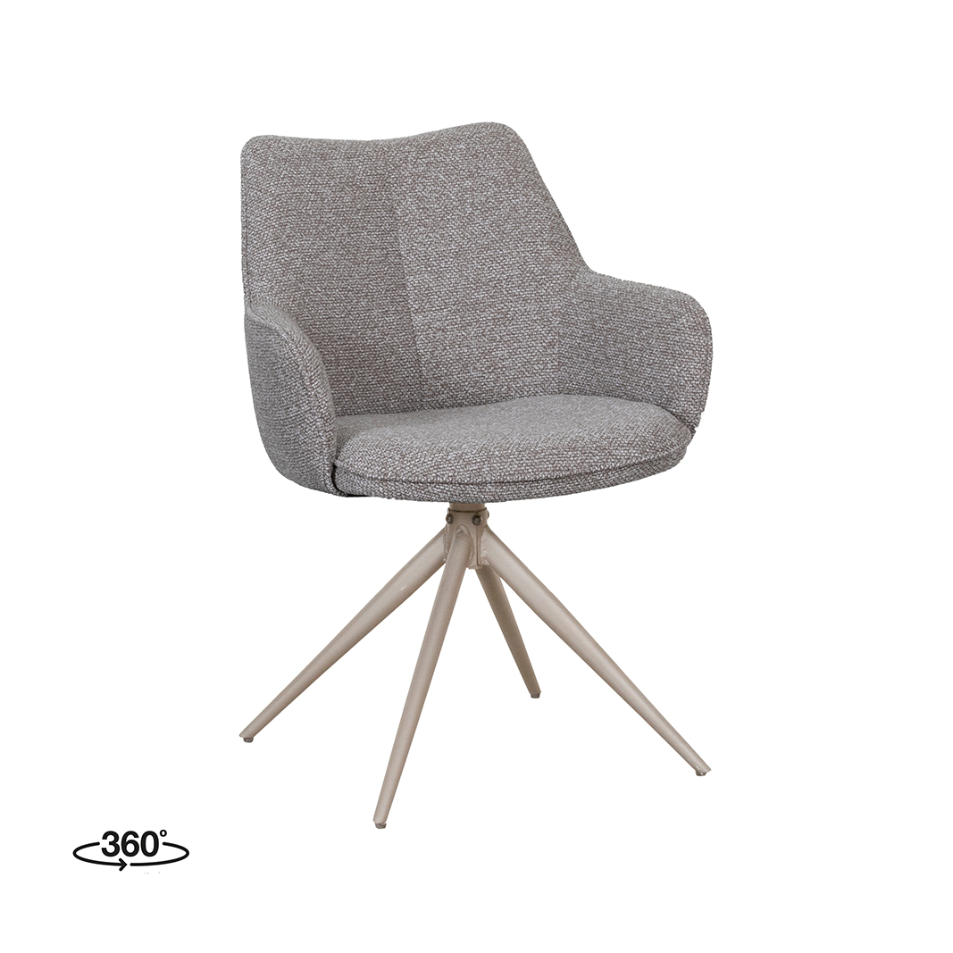 Eetkamerstoel I_Sawa - Zonder armleuning - Mushroom - Bruin - Boucle - LABEL51