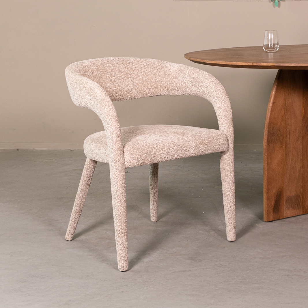 Eetkamerstoel I_Tamiko - Zonder armleuning - Beige - Creme - Geweven - LABEL51