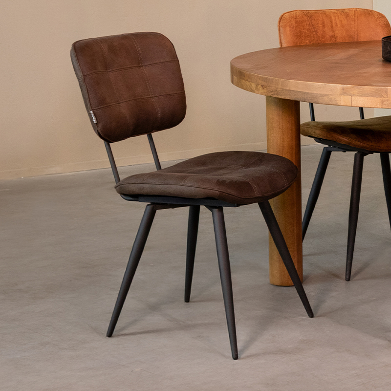 Eetkamerstoel I_Gus - Zonder armleuning - Antraciet - Grijs - Microvezel - Industrieel - LABEL51