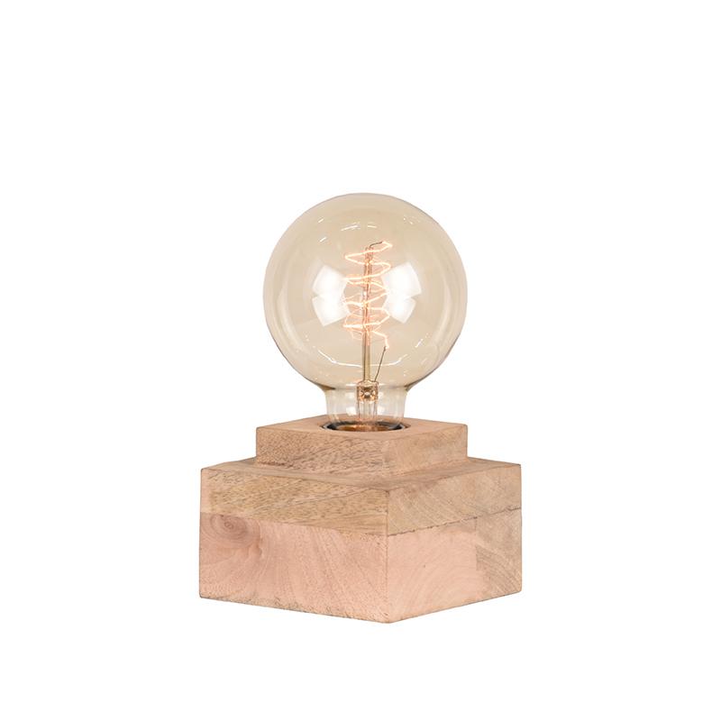 Tafellamp I_Block - Rough - BRUIN - Mangohout - Industrieel - LABEL51