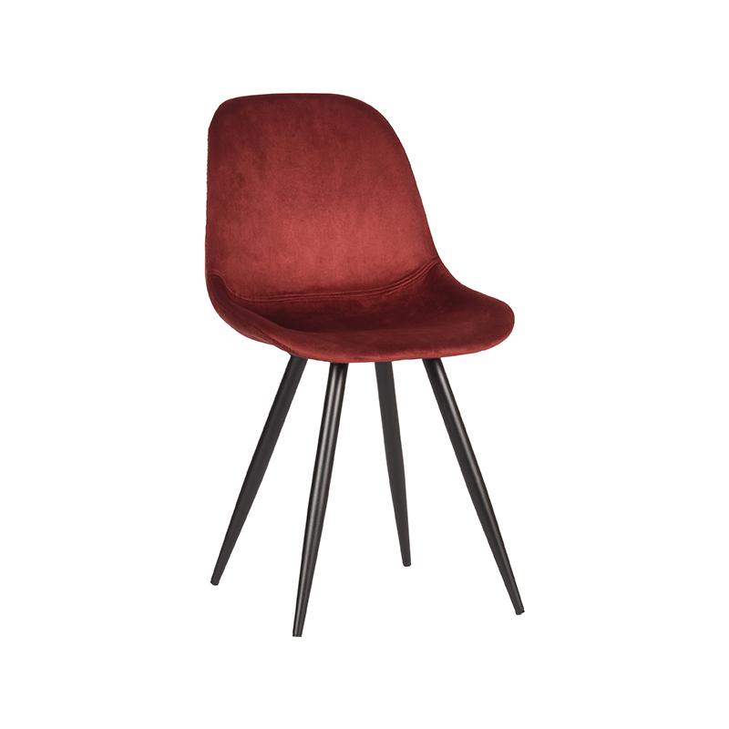 Eetkamerstoel I_Capri - Kuipstoel - Zonder armleuning - Bordeaux - ROOD - Fluweel - Modern - LABEL51