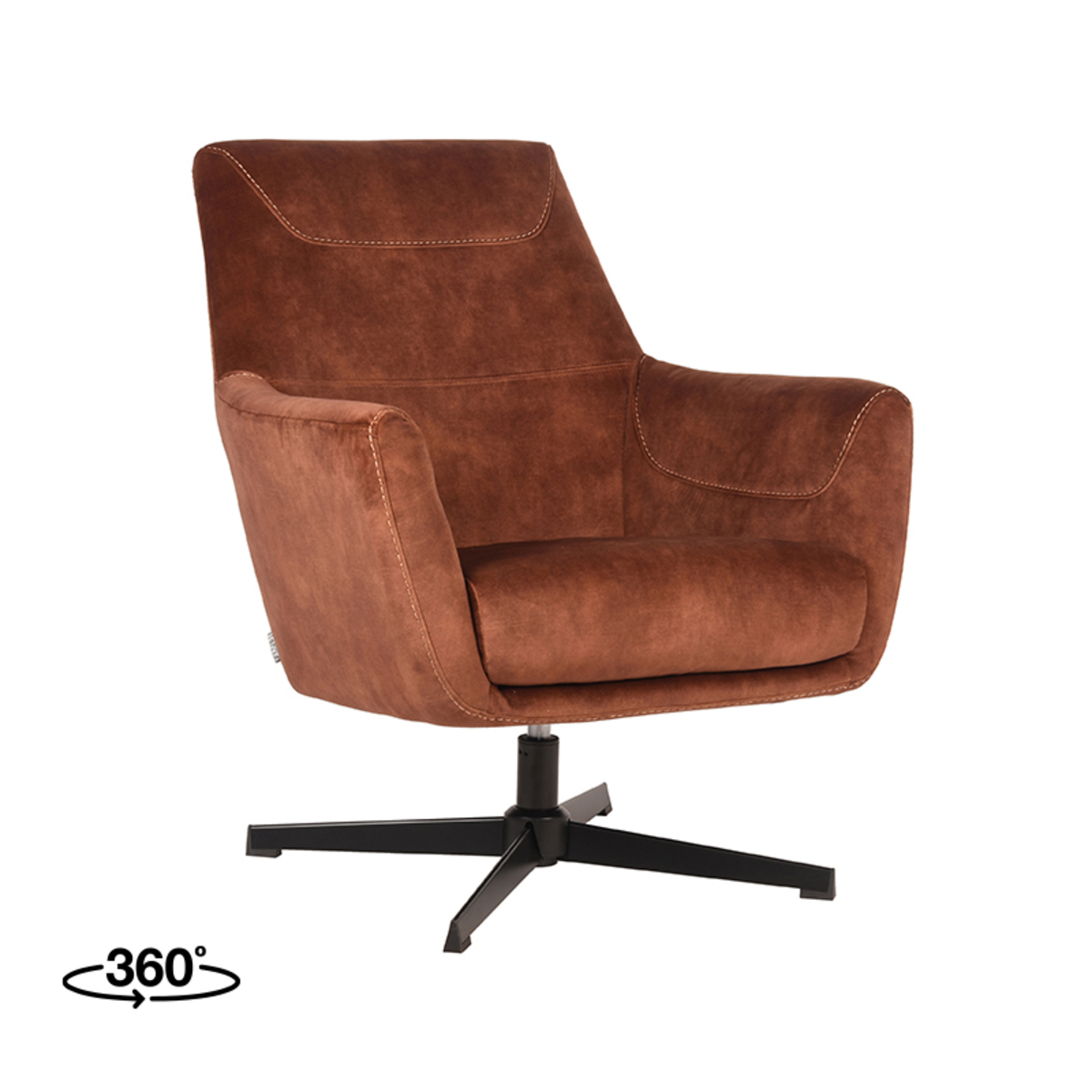 Fauteuil I_Toby - Armleuning - Rust - Oranje - Velours - Retro - LABEL51