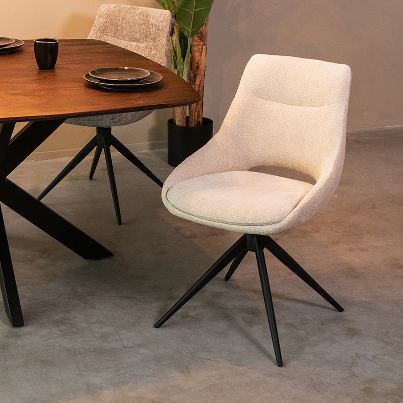 Eetkamerstoel I_Marlow - Draaibaar - Zonder armleuning - Naturel Beige - Elite - Minimalistisch - LABEL51