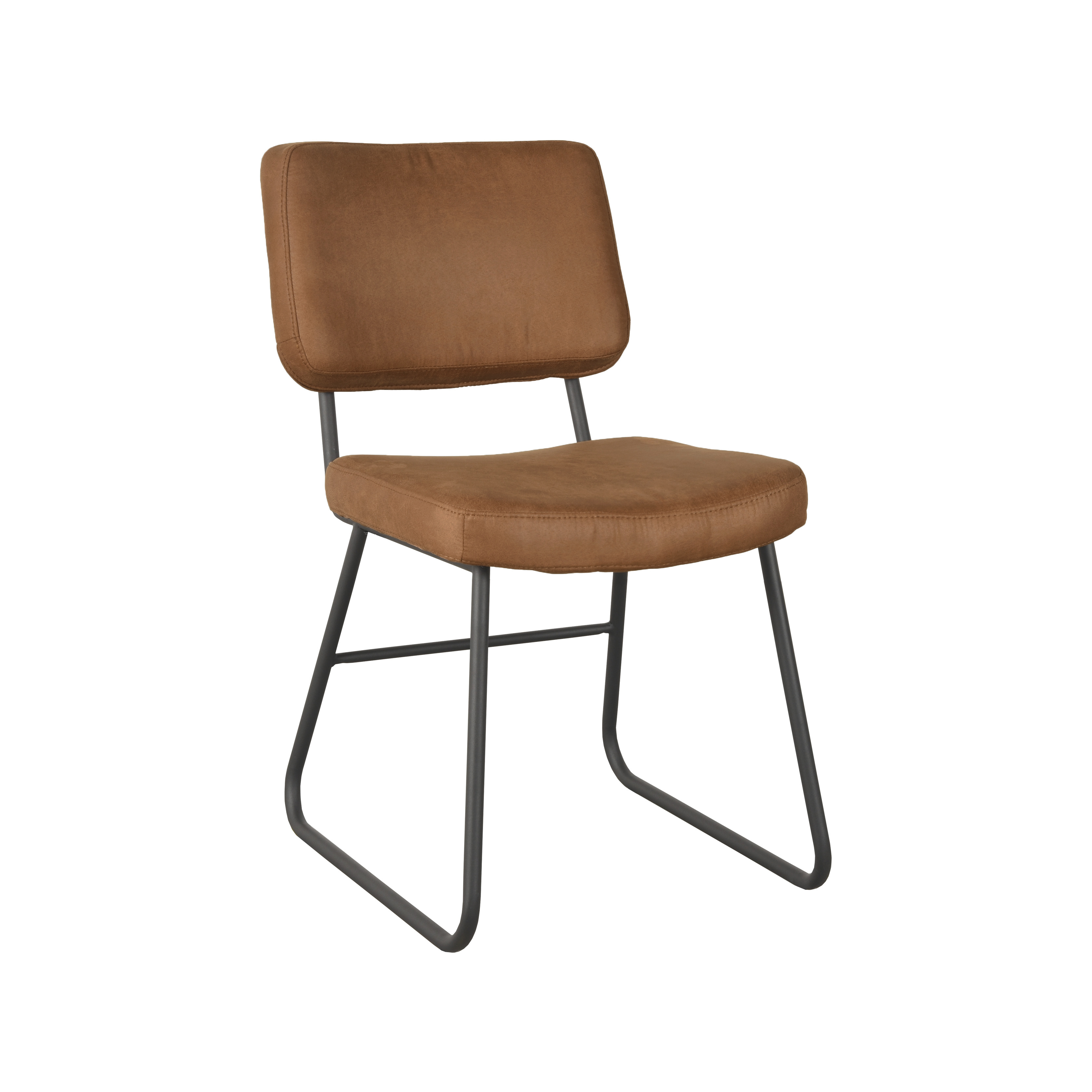 Eetkamerstoel I_Noah - Zonder armleuning - Cognac - Bruin - Micro Suede - Modern - LABEL51