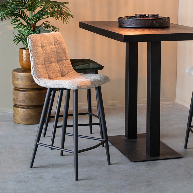 Barkruk I_Jelt - Zonder armleuning - Laag - Naturel Beige - Boucle - Landelijk - LABEL51