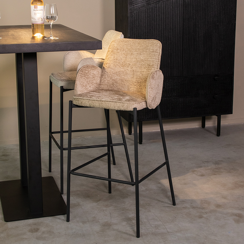 Barkruk I_Joni - Armleuning - Hoog - Beige - Naturel Beige - Elegance - Modern - LABEL51