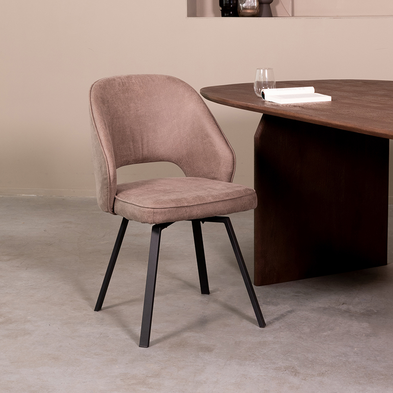 Eetkamerstoel I_Lewis - Draaibaar - Zonder armleuning - Taupe - BRUIN - - Modern - LABEL51