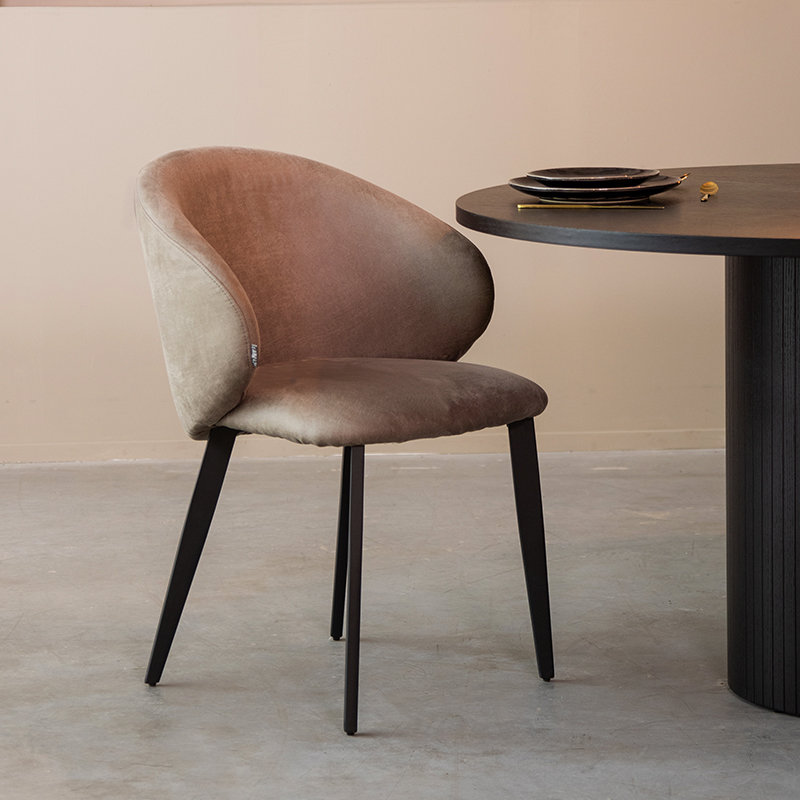 Eetkamerstoel I_Logan - Armleuning - Taupe - Bruin - Micro Suede - Modern - LABEL51