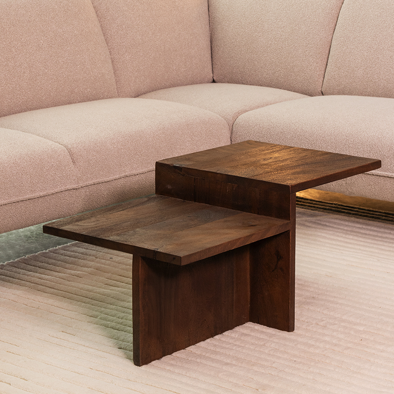 Salontafel I_Skip - Geometrisch - Espresso - BRUIN - Mangohout - Minimalistisch - LABEL51