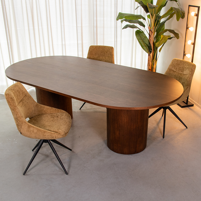 Eetkamertafel I_Oliva - Walnoot - BRUIN - - Minimalistisch - LABEL51