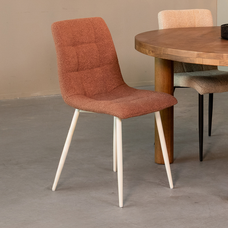 Eetkamerstoel I_Nino - Zonder armleuning - Terra - ORANJE - Boucle - Retro - LABEL51