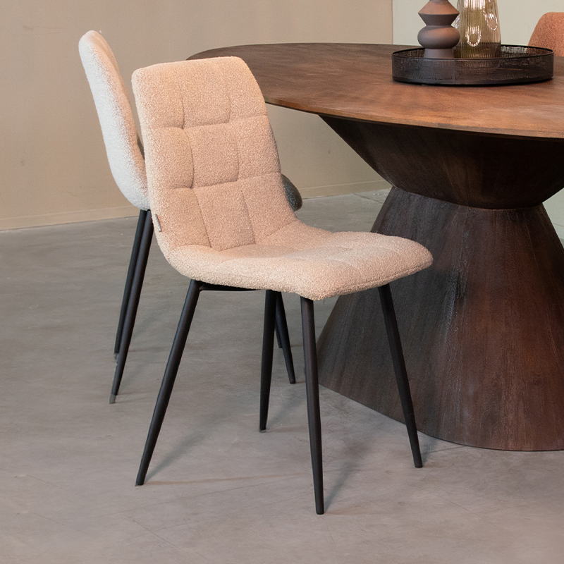 Eetkamerstoel I_Juul - Zonder armleuning - Zand - Naturel Beige - Boucle - Landelijk - LABEL51