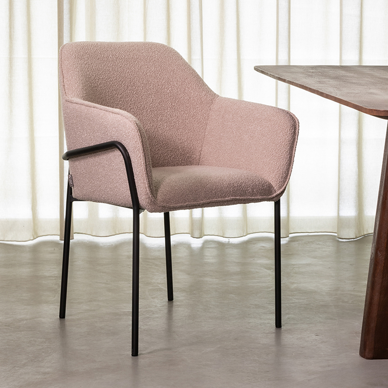 Eetkamerstoel I_Dexter - Armleuning - Naturel Beige - Boucle - Landelijk - LABEL51