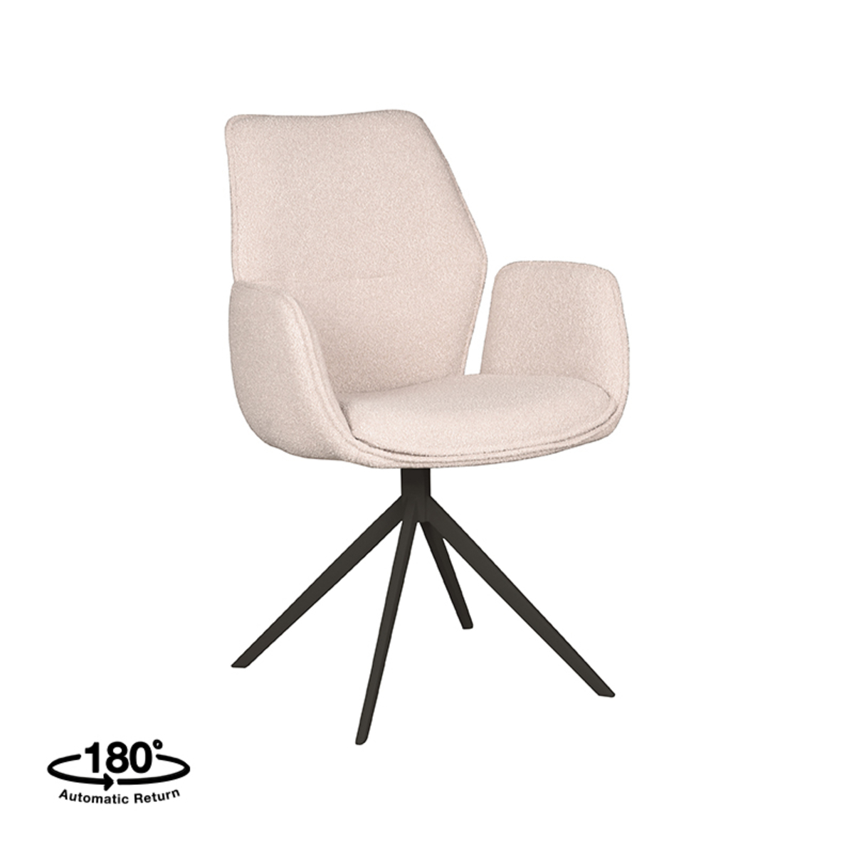 Eetkamerstoel I_Mellow - Draaibaar - Armleuning - Naturel Beige - Boucle - Landelijk - LABEL51