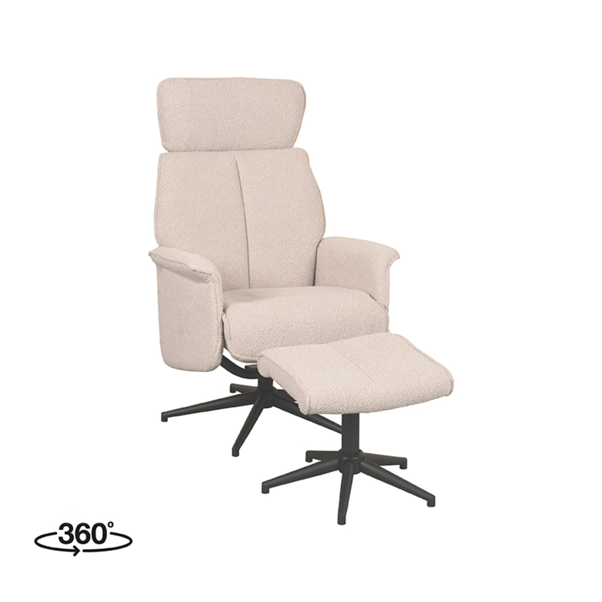 Fauteuil I_Verdal - Relaxfauteuil - Armleuning - Naturel Beige - Boucle - Landelijk - LABEL51