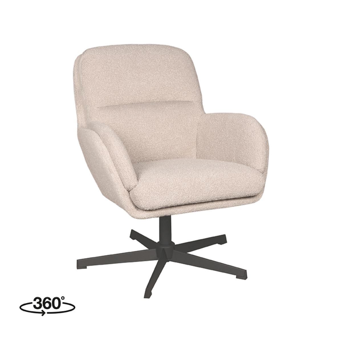 Fauteuil I_Moss - Armleuning - Naturel Beige - Boucle - Landelijk - LABEL51