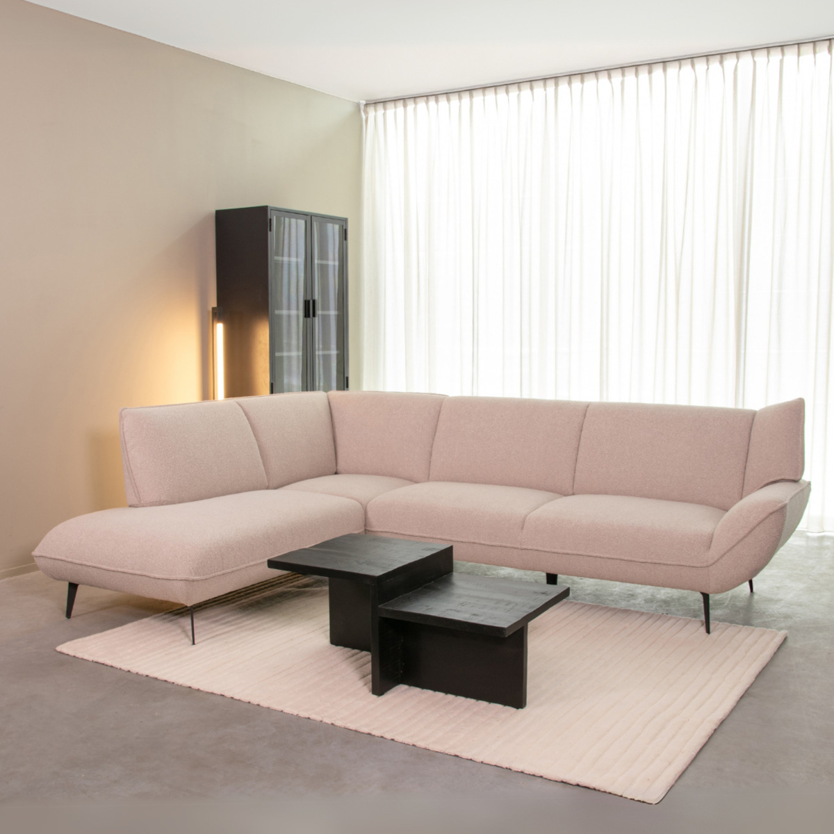 Hoekbank I_Pesaro - Links Voorstaand - Naturel Beige - Boucle - Landelijk - LABEL51