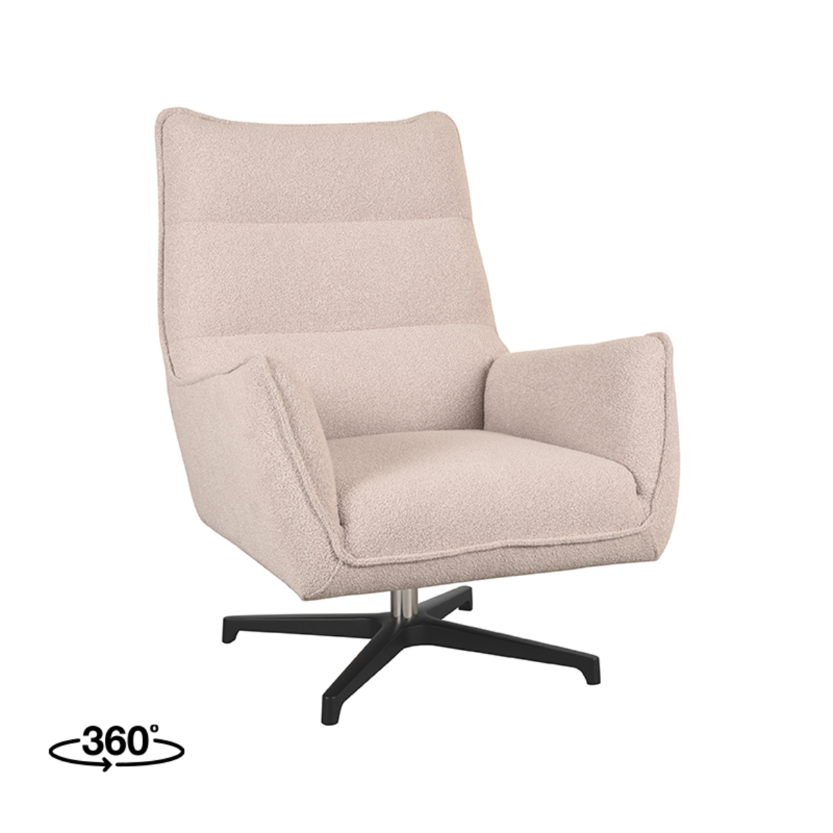 Fauteuil I_Rodia - Draaibaar - Armleuning - Naturel Beige - Boucle - Landelijk - LABEL51