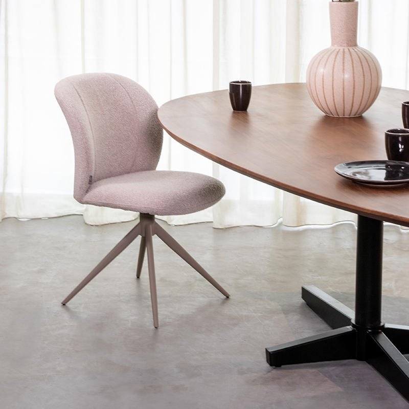 Eetkamerstoel I_Kimo - Zonder armleuning - Naturel Beige - Boucle - Scandinavisch - LABEL51