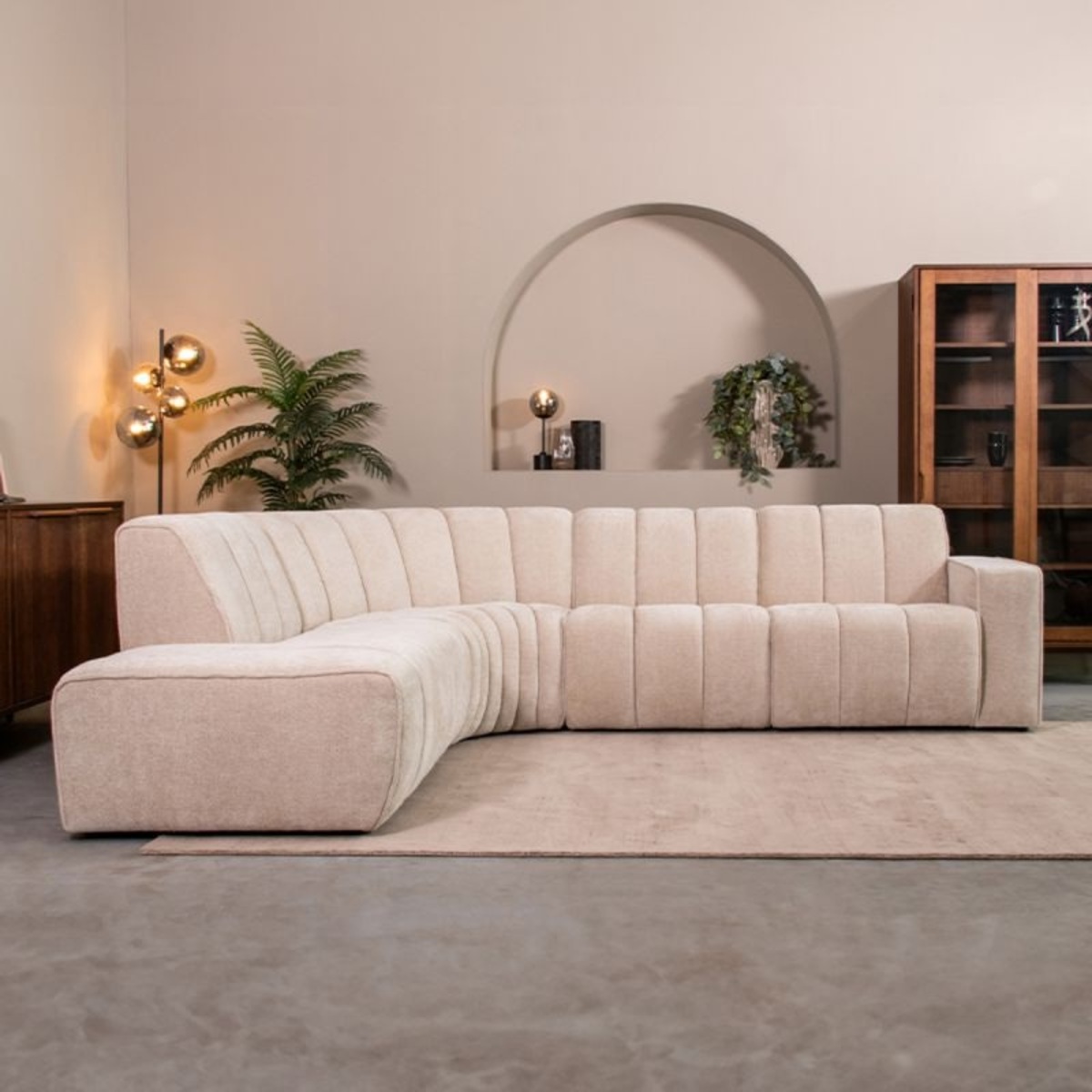 Hoekbank I_Vitoro - Links Voorstaand - Naturel Beige - Chenille - Minimalistisch - LABEL51