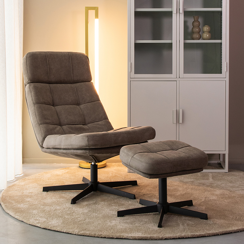 Fauteuil I_Alvar - Zonder armleuning - Taupe - Bruin - Micro Suede - Modern - LABEL51