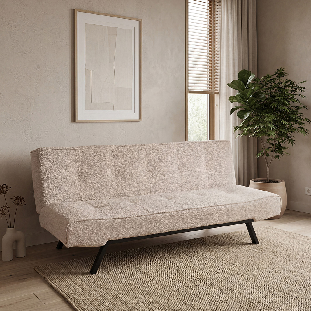 Slaapbank I_King - Relaxfauteuil - Naturel Beige - Boucle - Landelijk - LABEL51
