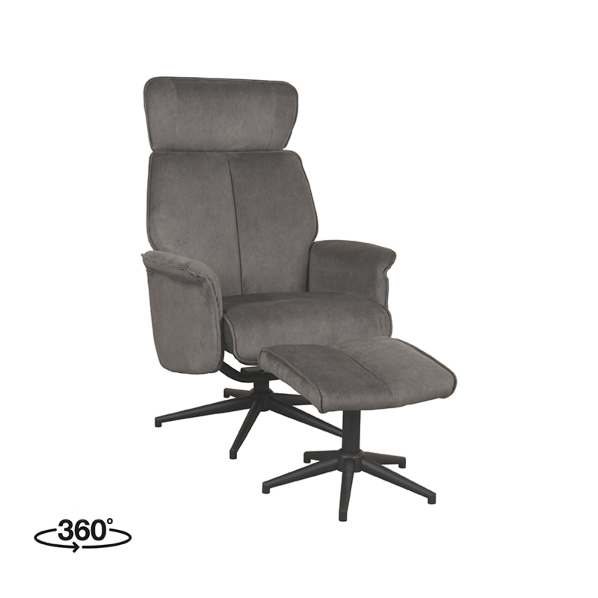 Fauteuil I_Verdal - Relaxfauteuil - Draaibaar - Armleuning - Antraciet - GRIJS - Cosmo - Modern - LABEL51