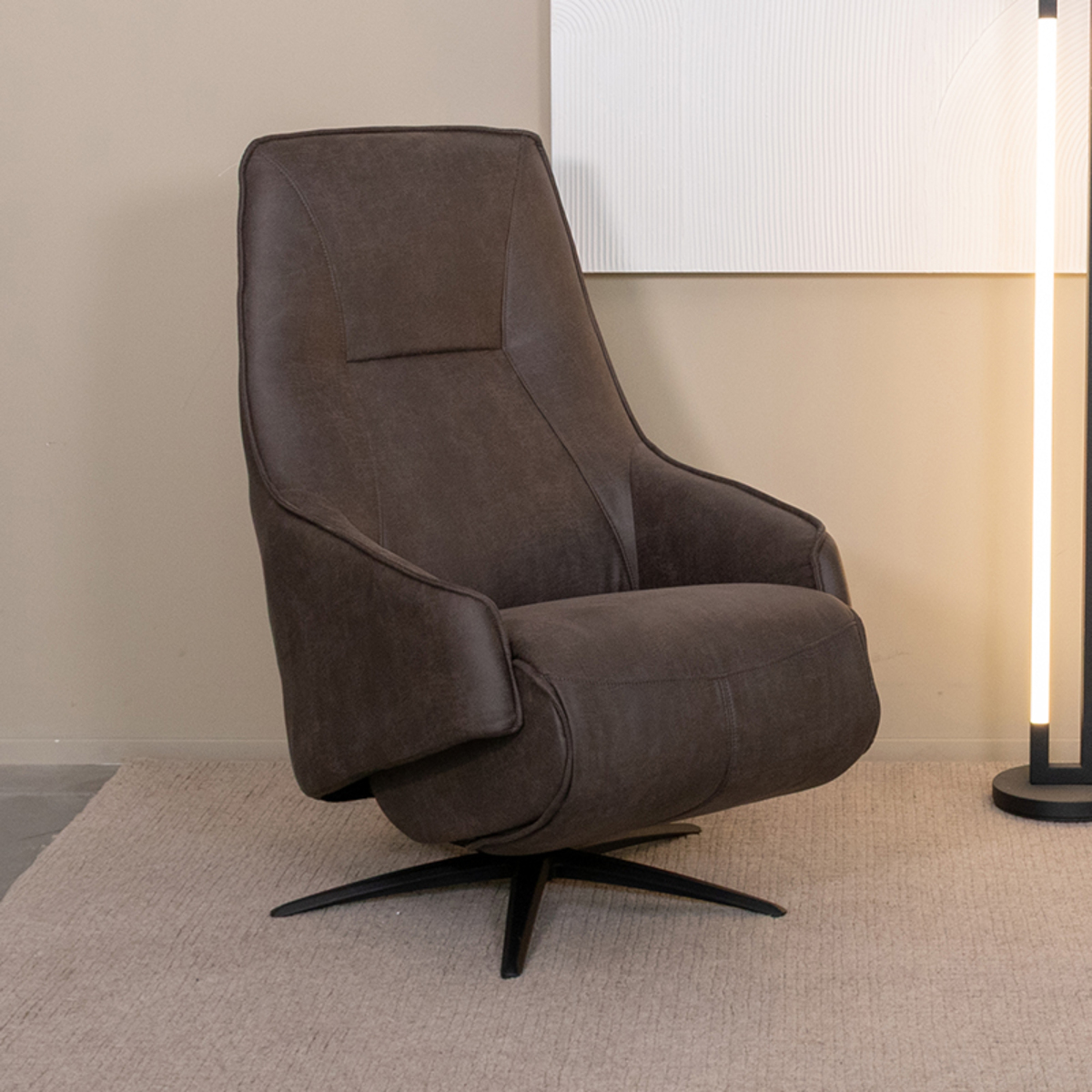 Fauteuil I_Odense - Elektrisch - Draaibaar - Armleuning - Antraciet - GRIJS - Micro Suede - Modern - LABEL51