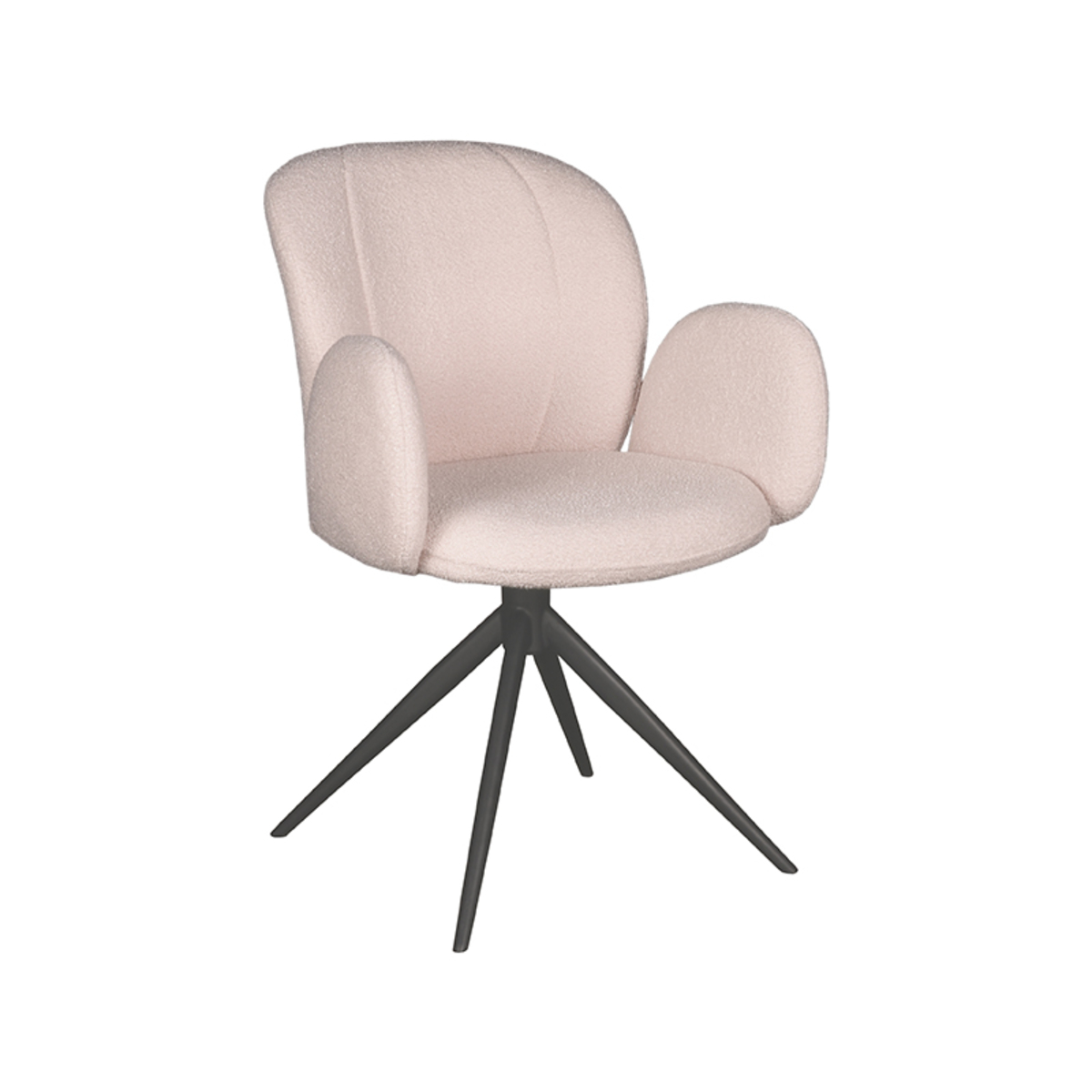 Eetkamerstoel I_Kimball - Armleuning - Naturel Beige - Boucle - Landelijk - LABEL51