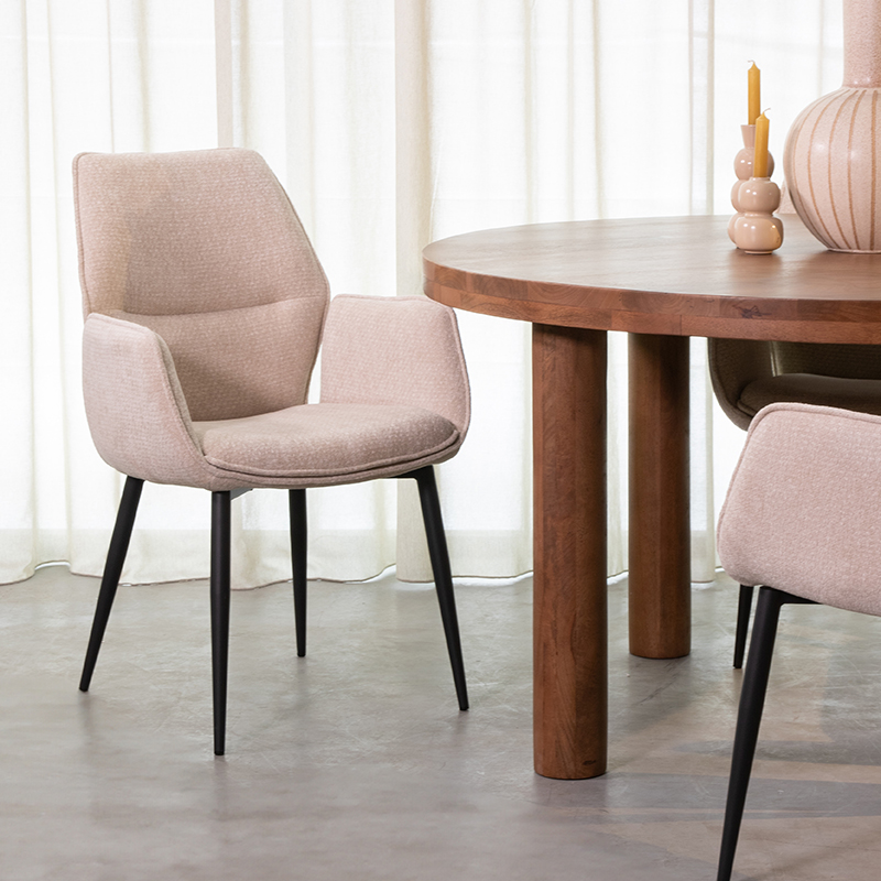 Eetkamerstoel I_Morris - Armleuning - Naturel Beige - Elite - Minimalistisch - LABEL51