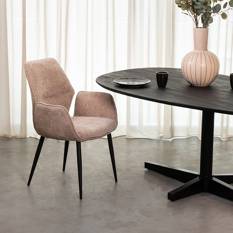 Eetkamerstoel I_Morris - Armleuning - Clay - Bruin - Elite - Landelijk - LABEL51