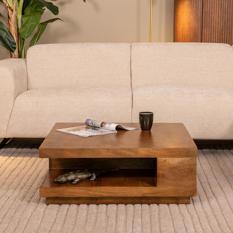 Salontafel I_Square - Vierkant - Nature Smooth - BRUIN - Mangohout - Landelijk - LABEL51