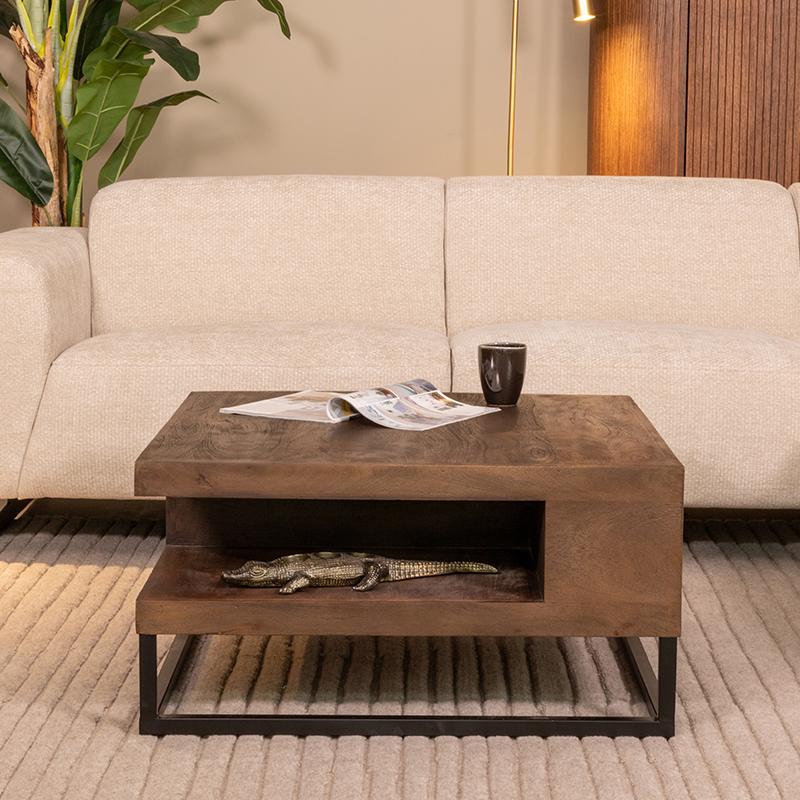 Salontafel I_Cube - Vierkant - Espresso - Bruin - Mangohout - Modern - LABEL51