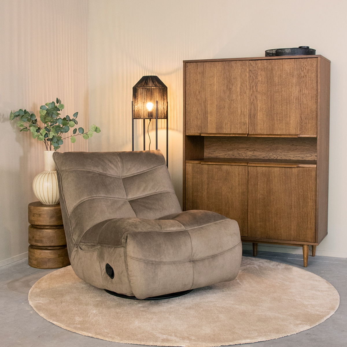 Fauteuil I_Take It Easy - Relaxfauteuil - Zonder armleuning - Taupe - Bruin - Cosmo - Landelijk - LABEL51