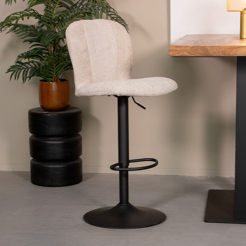 Barkruk I_Vino - Zonder armleuning - Gaslift - Naturel Beige - Elite - Minimalistisch - LABEL51