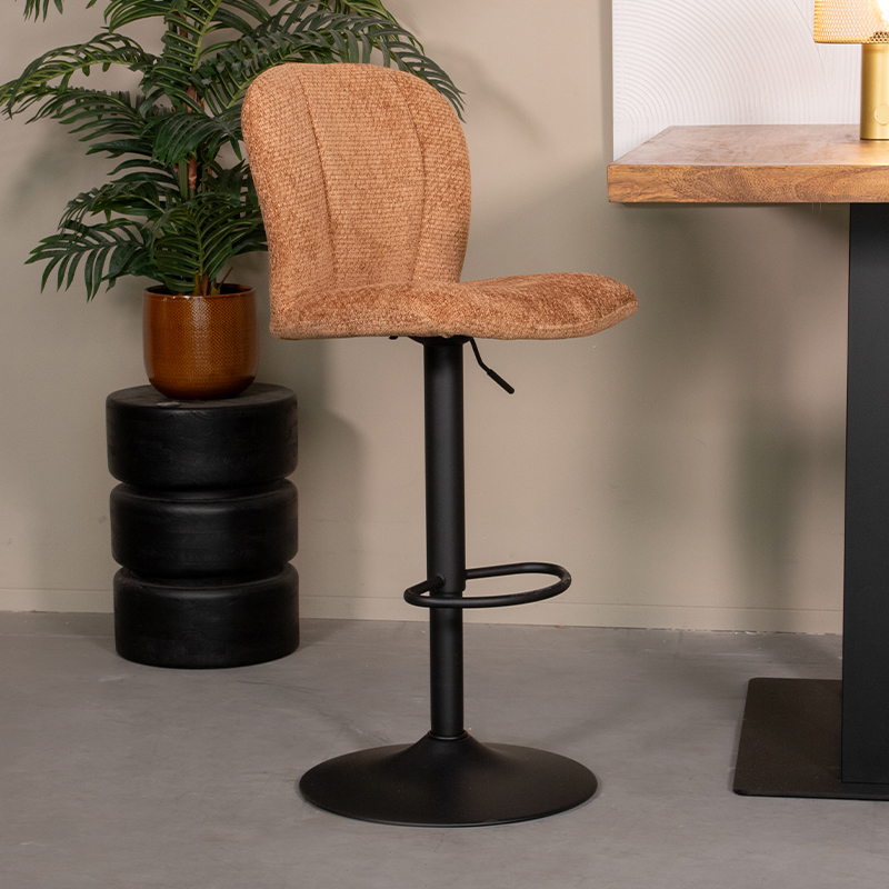 Barkruk I_Vino - Draaibaar - Zonder armleuning - Gaslift - Cognac - BRUIN - - Retro - LABEL51