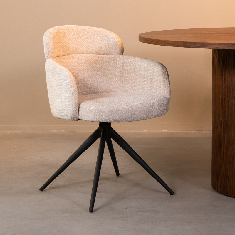 Eetkamerstoel I_Levi - Armleuning - Naturel Beige - Elite - Minimalistisch - LABEL51
