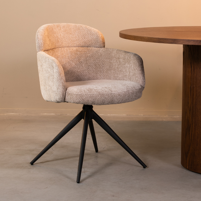 Eetkamerstoel I_Levi - Armleuning - Clay - Bruin - Elite - Landelijk - LABEL51