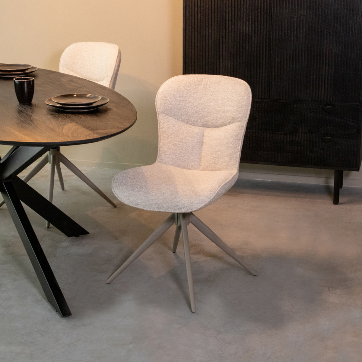 Eetkamerstoel I_Thorben - Draaibaar - Zonder armleuning - Naturel Beige - Canyon - Scandinavisch - LABEL51