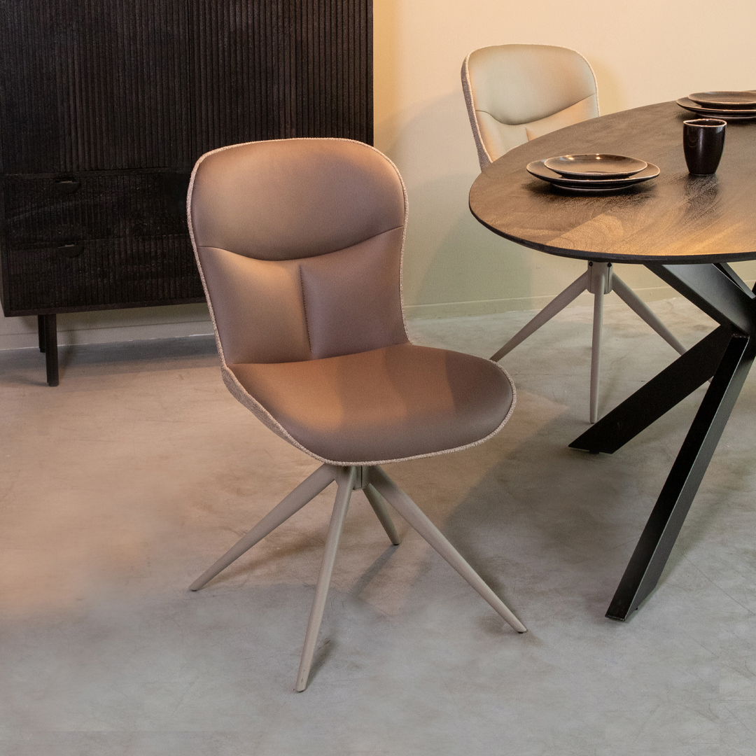 Eetkamerstoel I_Thorben - Zonder armleuning - Bruin - Microvezel - Design - LABEL51