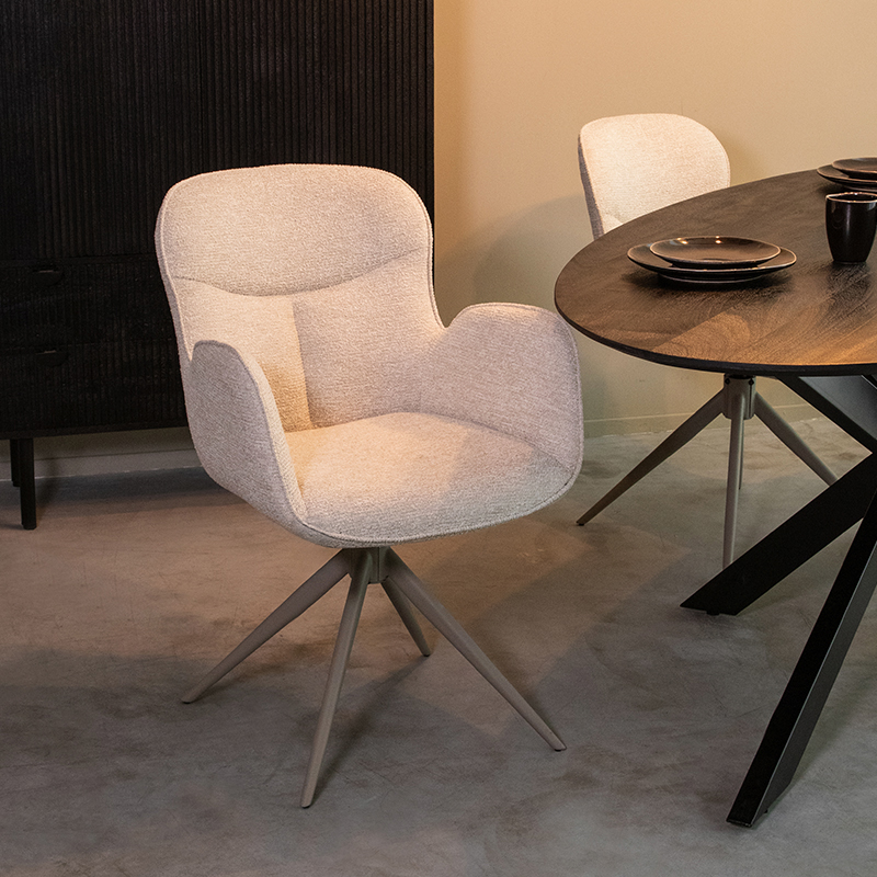 Eetkamerstoel I_Lasse - Armleuning - Naturel Beige - Canyon - Scandinavisch - LABEL51