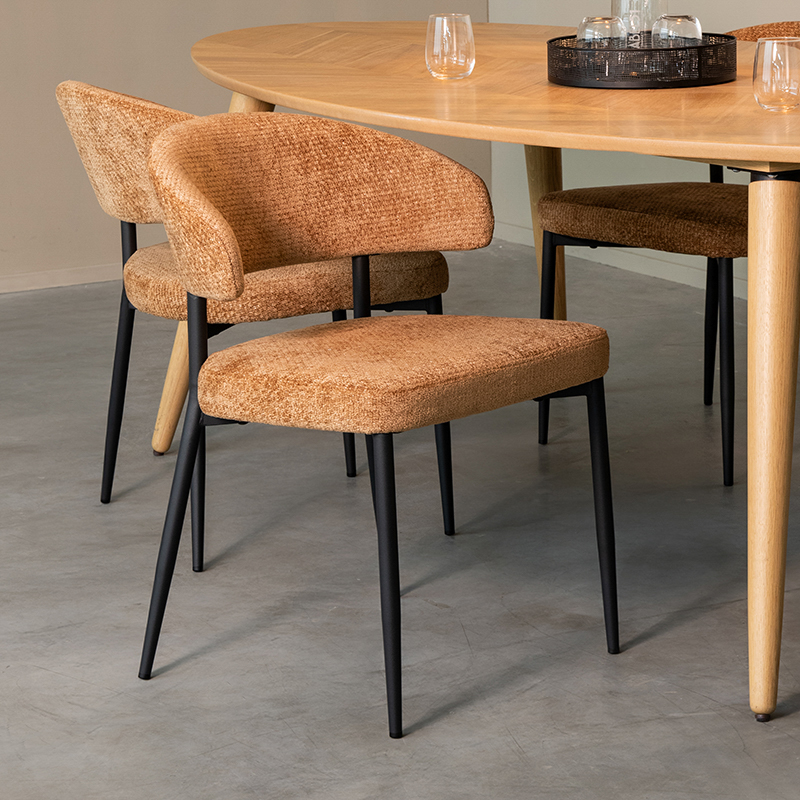 Eetkamerstoel I_Bliss - Armleuning - Cognac - Bruin - Elite - Modern - LABEL51