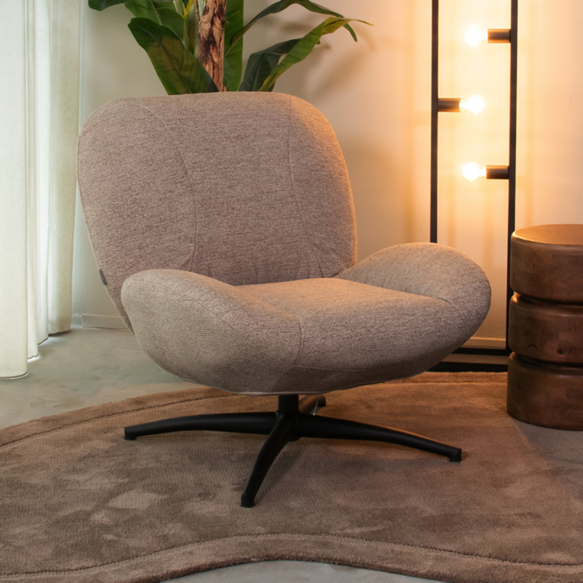 Fauteuil I_Clayton - Draaibaar - Zonder armleuning - Taupe - BRUIN - Canyon - Landelijk - LABEL51