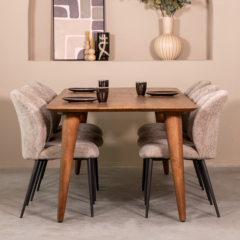 Eetkamertafel I_Fly - Nature Smooth - Bruin - Mangohout - Landelijk - LABEL51