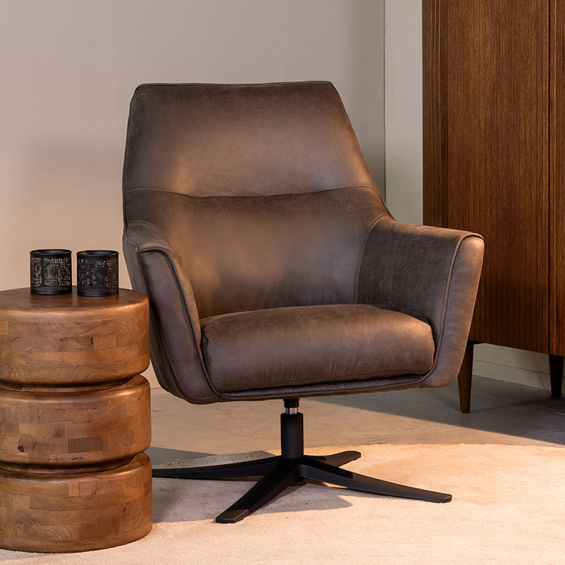 Fauteuil I_Tod - Draaibaar - Armleuning - Antraciet - GRIJS - - Modern - LABEL51