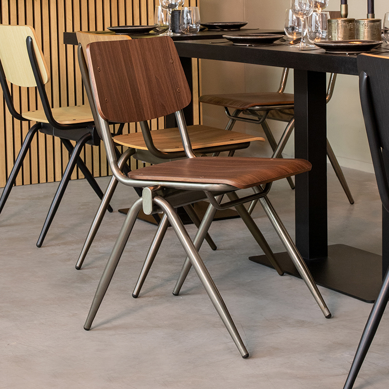 Eetkamerstoel I_Solid - Zonder armleuning - Donkerbruin - Hout - Industrieel - LABEL51