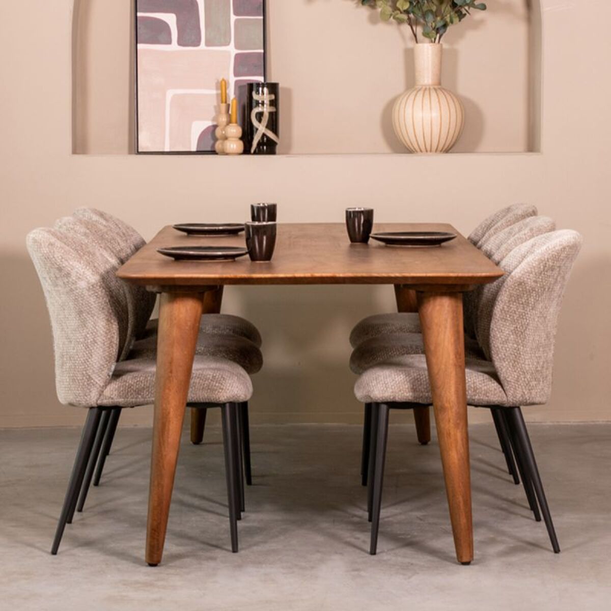 Eetkamertafel I_Fly - Nature Smooth - BRUIN - Mangohout - Landelijk - LABEL51