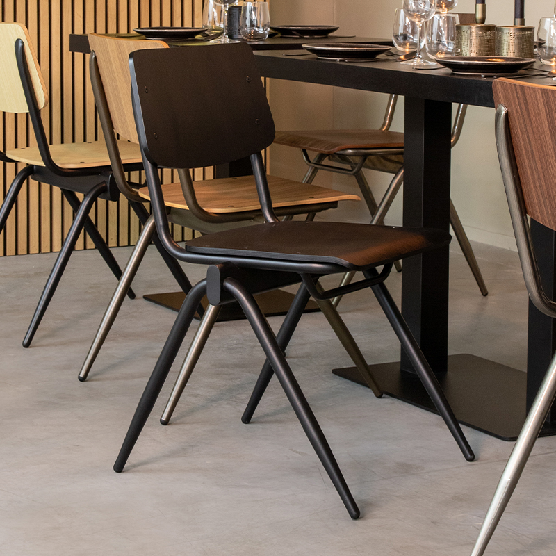 Eetkamerstoel I_Solid - Zonder armleuning - Zwart - Hout - Modern - LABEL51